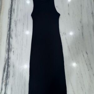 Soprano Black Sleeveless Midi Ribbed Dress
